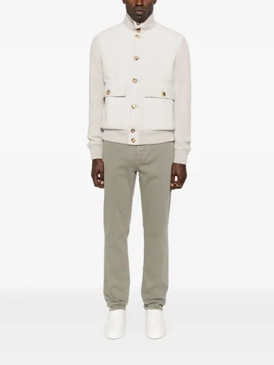 Brunello Cucinelli Men Padded Leather Jacket In White