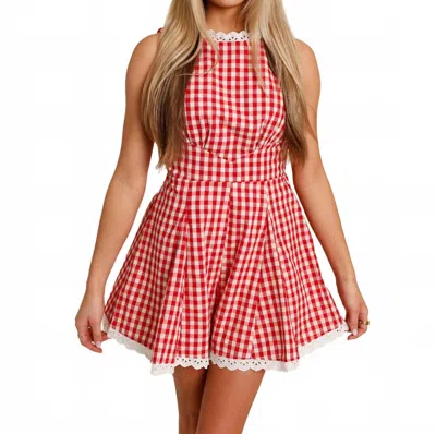 One And Only Collective Lace Trim Romper In Red/white