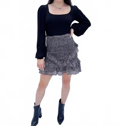 Lush Smocked Ruffle Skirt In Multi In Blue