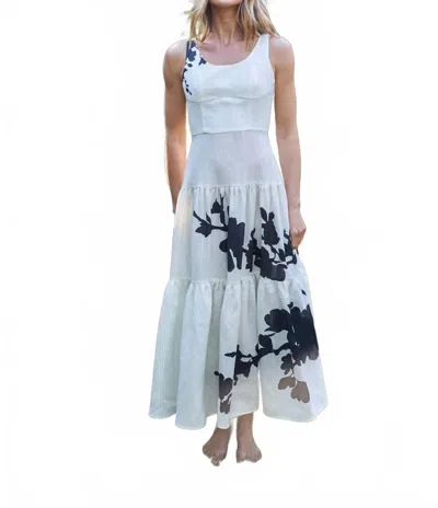 Aston Studio Ares Tiered Maxi Dress In Cloud Blossom In White