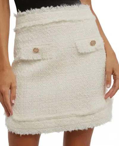 Bluivy Tara Tweed Skirt In White In White