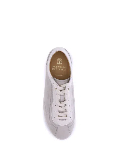 Brunello Cucinelli Suede Leather Sneakers In Gray
