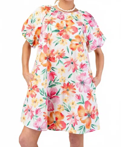 Easel Poppy Poplin Floral Mini Dress In Multi In Multi