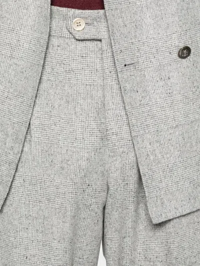 Brunello Cucinelli Men Wool And Silk Double-breasted Suit In Gray