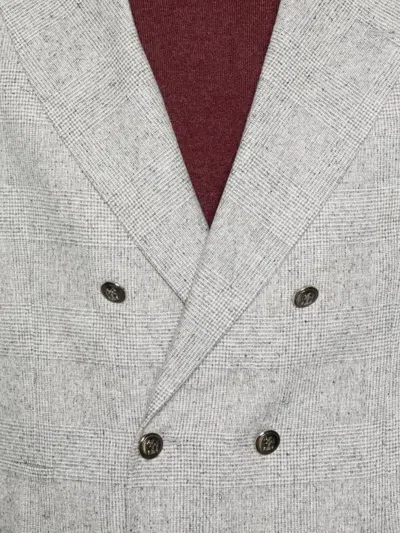 Brunello Cucinelli Men Wool And Silk Double-breasted Suit In Gray