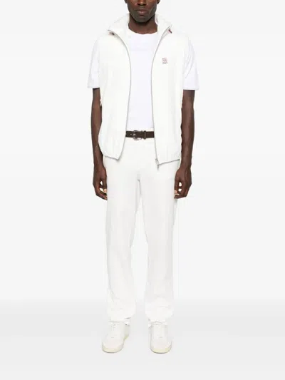 Brunello Cucinelli Men T-shirt With Logo And Faux-layering In White