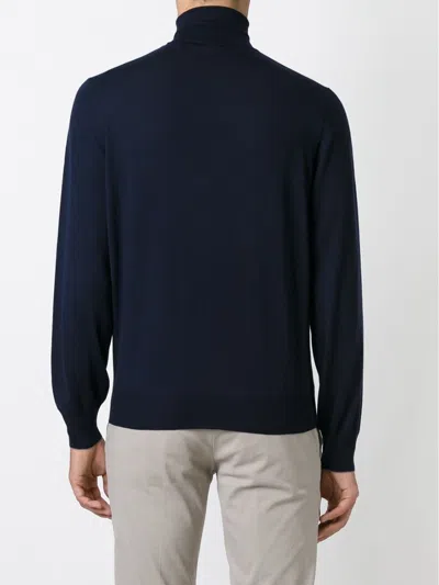 Brunello Cucinelli Knit Turtleneck Sweater Ribbed Cuffs In Blue