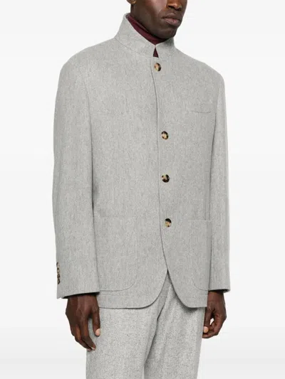 Brunello Cucinelli Men Water Resistant Outerwear In Gray