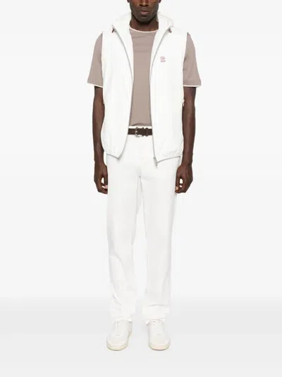 Brunello Cucinelli Men Water Resistant Sleeveless Outerwear In White