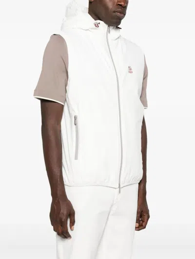Brunello Cucinelli Men Water Resistant Sleeveless Outerwear In White