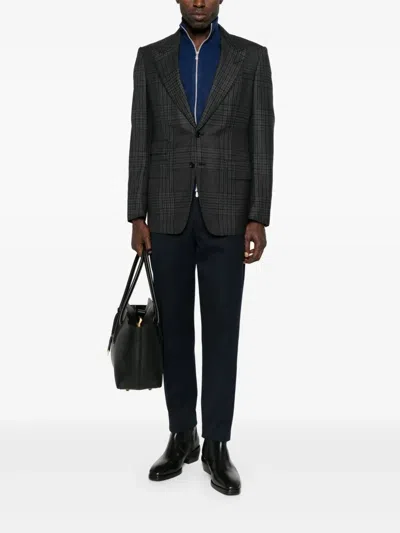 Brunello Cucinelli Cashmere High Neck Zip Cardigan In Blue