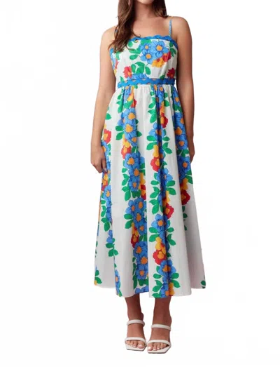 Peach Love Hadley Floral Maxi Dress In Blue Multi In White