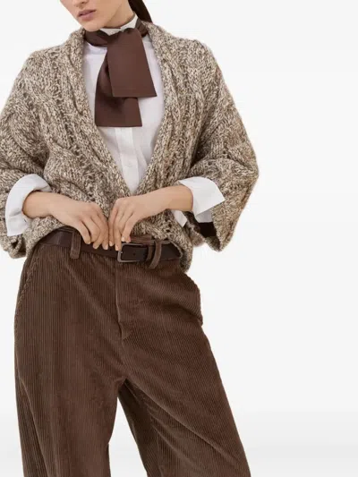 Brunello Cucinelli Long-sleeved Cardigan In Gray