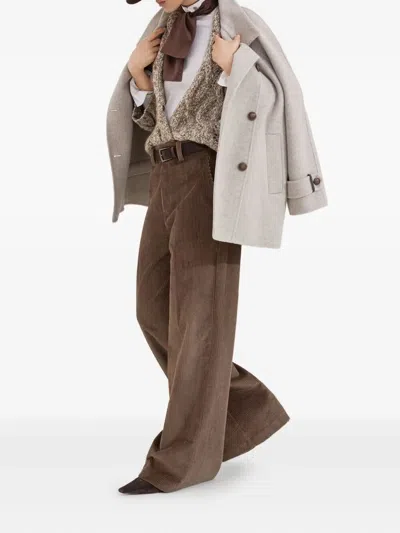 Brunello Cucinelli Long-sleeved Cardigan In Gray
