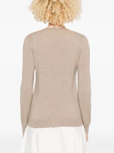 Brunello Cucinelli Women Cashmere Sweater With Monili In Neutral