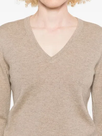 Brunello Cucinelli Women Cashmere Sweater With Monili In Neutral