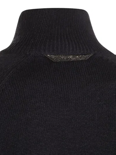 Brunello Cucinelli Ribbed Turtleneck Knitwear Long Sleeves In Black