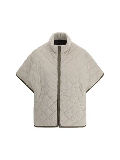 Brunello Cucinelli Quilted Corduroy Jacket Wide Sleeves In Neutral