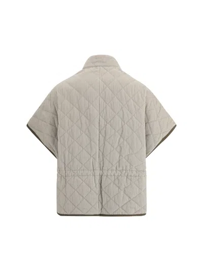 Brunello Cucinelli Quilted Corduroy Jacket Wide Sleeves In Neutral