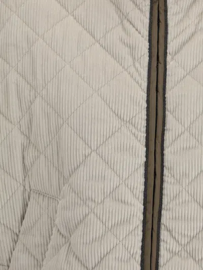 Brunello Cucinelli Quilted Corduroy Jacket Wide Sleeves In Neutral