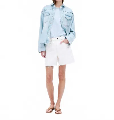 Slvrlake Sienna Cut Off Mid Rise Shorts In White In White