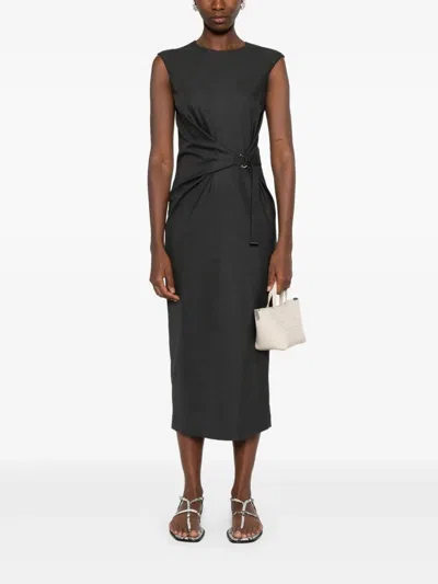 Brunello Cucinelli Sleeveless Midi Dress In Black