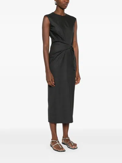 Brunello Cucinelli Sleeveless Midi Dress In Black