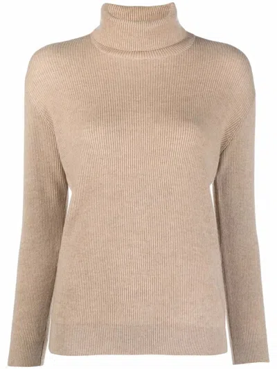 Brunello Cucinelli Women English Rib Knit Sweater In Brown