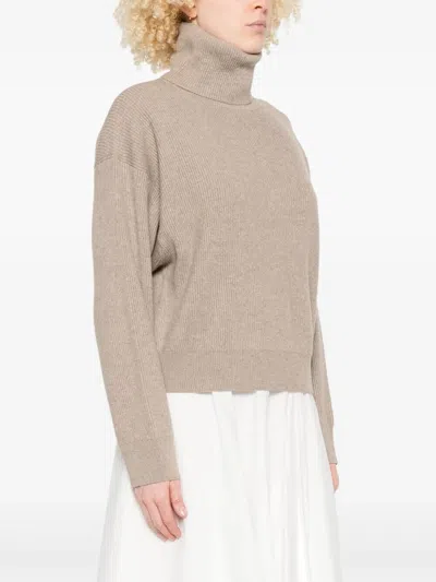 Brunello Cucinelli Women English Rib Turtle-neck Sweater In Gray