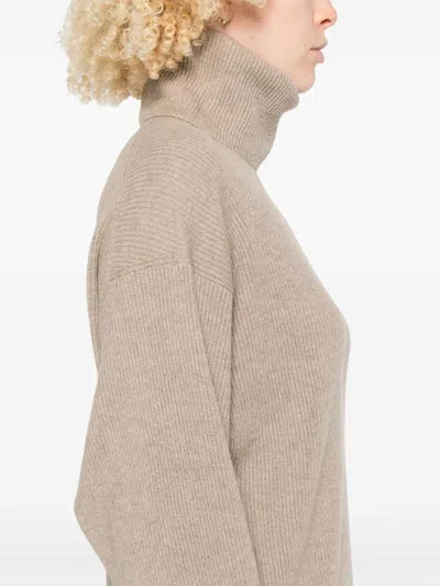 Brunello Cucinelli Women English Rib Turtle-neck Sweater In Gray