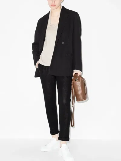 Brunello Cucinelli Women's Cotton And Silk Blend Joggers In Black