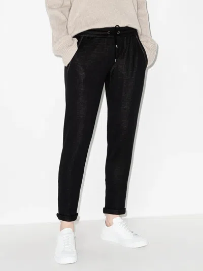 Brunello Cucinelli Women's Cotton And Silk Blend Joggers In Black