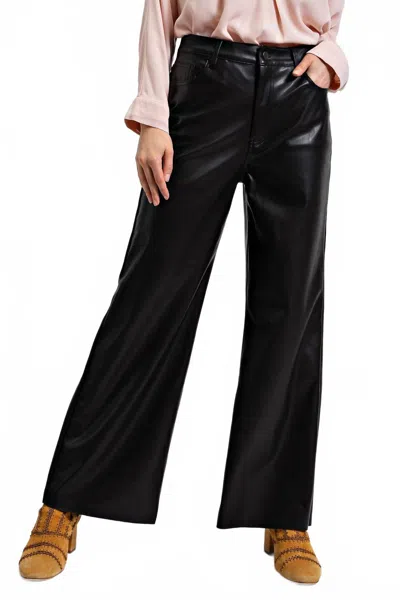 Easel Faux Leather Pants In Black In Black
