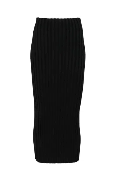 Fabiana Filippi Knee-length Ribbed Skirt With Textured Finish In Black