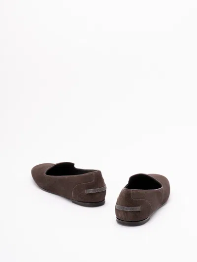 Brunello Cucinelli Women Suede Loafers With Monili Detail