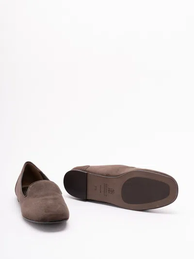 Brunello Cucinelli Women Suede Loafers With Monili Detail