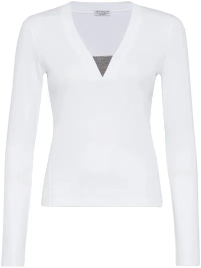 Brunello Cucinelli Long Sleeve V-neck T-shirt Clothing