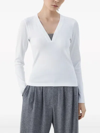 Brunello Cucinelli Long Sleeve V-neck T-shirt Clothing