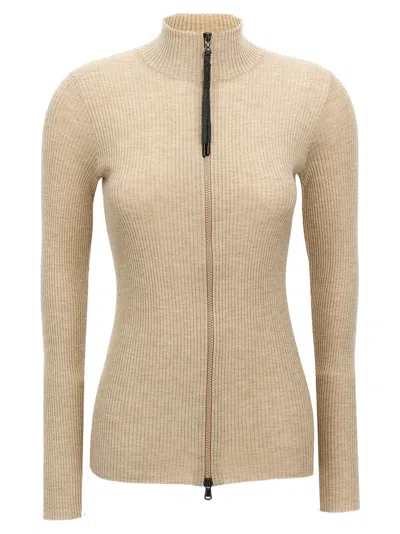 Brunello Cucinelli Lurex Cardigan Sweaters And Cardigans Beige In Neutral