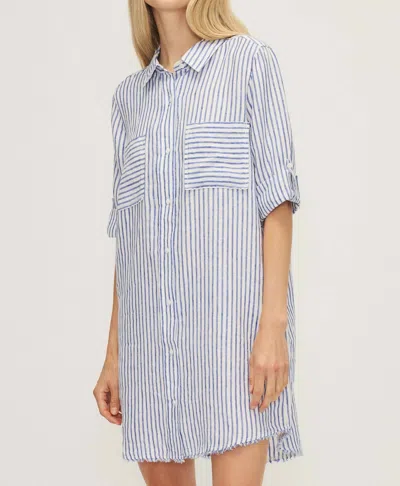 Melissa Nepton The Cynthia Striped Shirt Dress In Royal Stripe In Blue