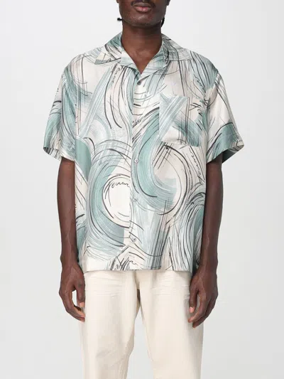 Ferrari Short-sleeved Silk Shirt With Camp Collar In Gray
