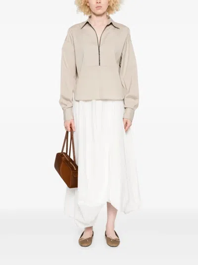 Brunello Cucinelli Cotton-blend Blouse In Gray