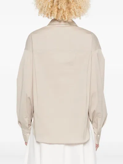 Brunello Cucinelli Cotton-blend Blouse In Gray