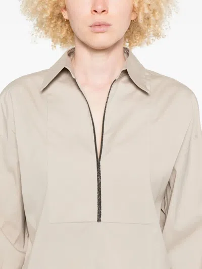 Brunello Cucinelli Cotton-blend Blouse In Gray