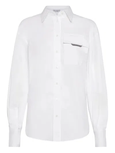Brunello Cucinelli Button-front Poplin Shirt With Monili Pocket