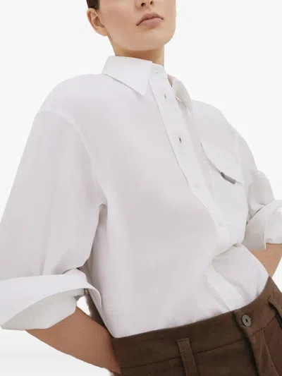 Brunello Cucinelli Button-front Poplin Shirt With Monili Pocket