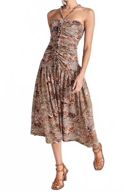 Ulla Johnson Marcella Midi Halter Dress In Wheat Flower In Brown
