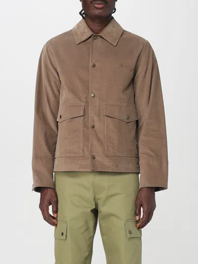 Burberry Corduroy Jacket With Logo Embroidery In Brown