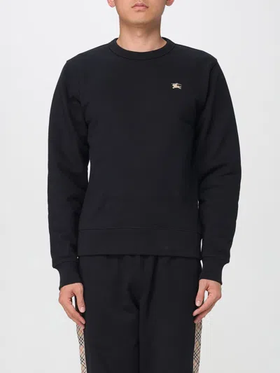 Burberry Cotton Sweatshirt With Logo Embroidery In Black
