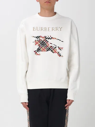 Burberry Crewneck Cotton Sweatshirt With Cross Stitch Ekd In White